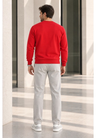 Polo State Erkek 2 Li Set Bisiklet Yaka Basic Sweatshirt Kırmızı & Lacivert