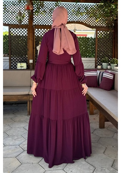 Rabia Şamlı Asil Elbise Vişne Normal