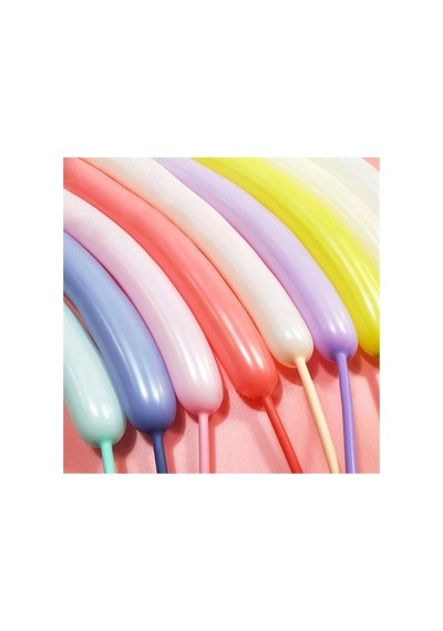 Pastel Renkli Sosis Balon 20 Adet Çok Renkli