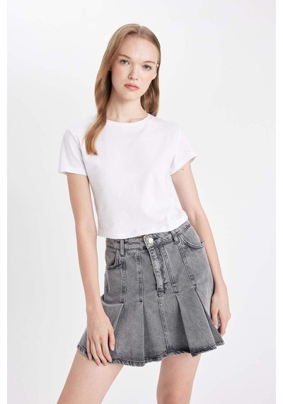 Defacto Fashion Fit Pileli Cepli Mini Jean Etek D5198AX24AUNM40 Siyah