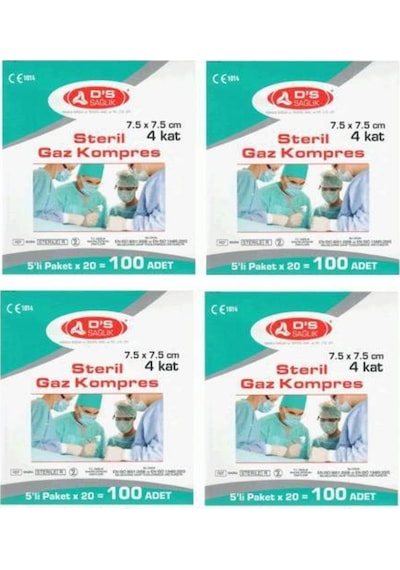 D'S Sağlık Gaz Kompres Gazlı Bez 7.5 x 7.5 CM 4 x 100 Adet 400 Adet