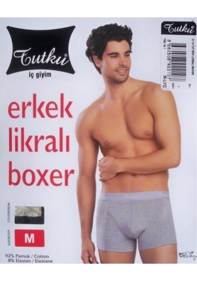 Tutku Erkek Likralı Elastan Boxer Siyah Renk Paket 6'Lı 001
