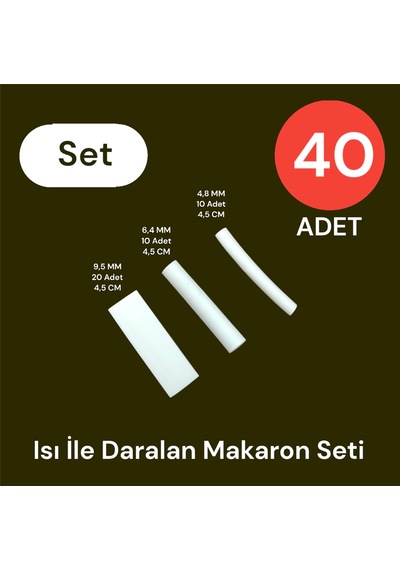 Tek-iş Isı İle Daralan Makaron Seti 40 Adet Beyaz 9.5 X 20 + 6.4 X 10 + 4.8 X 10 Adet