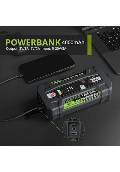 Lokithor J2250pro 12v 2250amp Lifepo4 Akıllı Akü Takviye + Powerbank + Led Lamba
