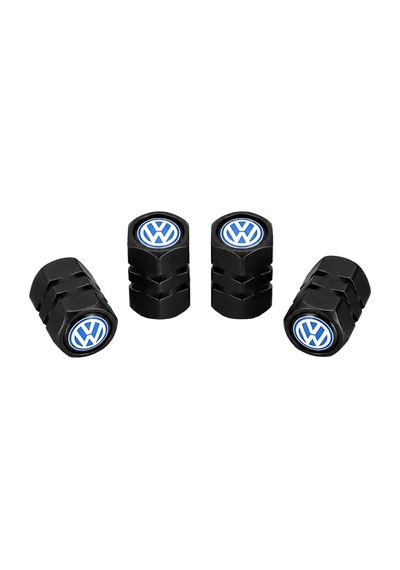 Volkswagen Logo Baskılı Universal Sibop Kapağı Seti - Siyah 4 Adet
