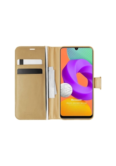 Samsung Galaxy M22 Ile Uyumlu Kılıf Delux Leather Wallet Gold Col108232-gold