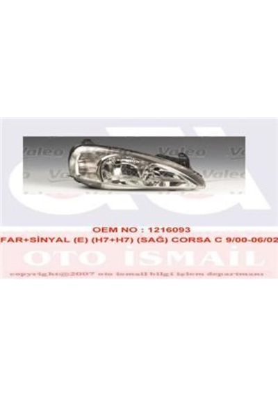 VALEO 87934 FAR SAĞ + SİNYAL CORSA C 00- ELEKTRİKLİ H7+H7