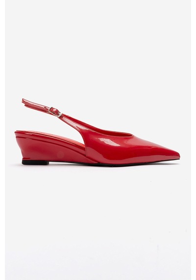 Luvishoes Rosella Kırmızı Rugan Mini Dolgu Kadın Topuklu Ayakkabı