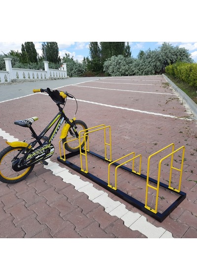 Bisiklet Park Demiri Metal Bisiklet Park Standı 4'Lü Sarı - Siyah