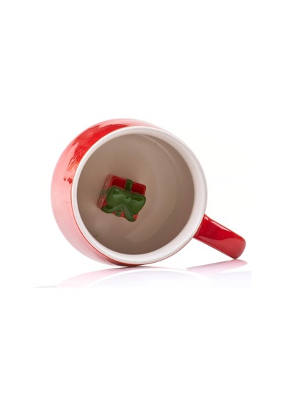 Mukko Home 3d Hediye Kutusu Biblolu Porselen Kupa - 350 Ml, Eğlenceli Ve Şık Tasarım,kırmızı Beyaz - Çok Renkli