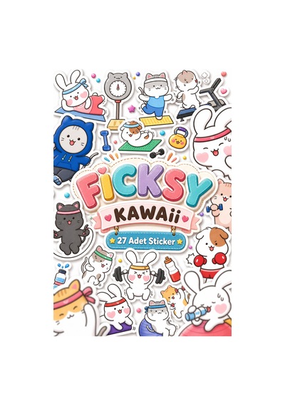 Kawaii Stili Sevimli Hayvanlar Fitness Temalı Sticker Seti - 27 Adet Etiket Çıkartma Diğer