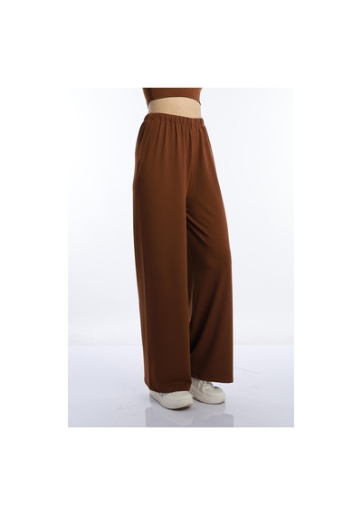 Quhox Kadın Allegro Kumaş Oversize Pantolon Kahverengi