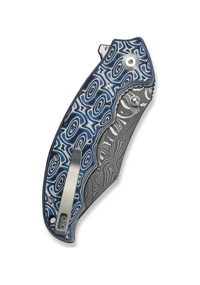 Civivi Pentad Black / White Vortex Micarta Handle Damascus Blade Kamp Çakısı Siyah