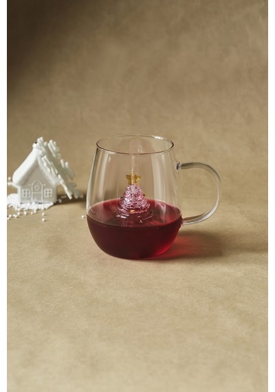 Karaca New Year Yılbaşı Pink Pine Tree Cam Kupa 440 Ml Şeffaf