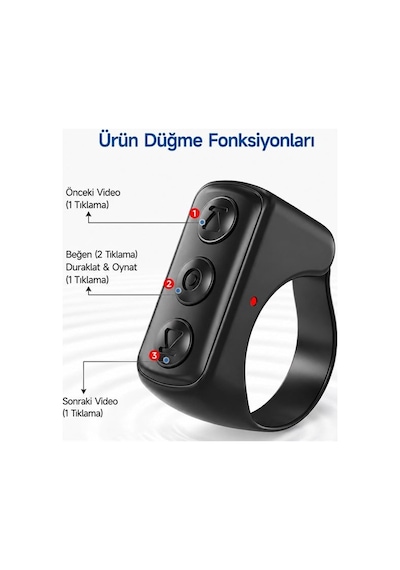 Powermaster Pm-24897 Kablosuz Bluetooth Yüzük Kumanda Tiktok - Reels Kaydırma Uzaktan Deklanşör