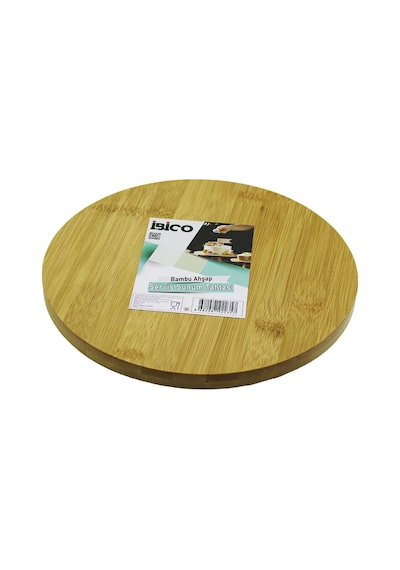 Yuvarlak 24.5cm Ayaklı 4cm Düz Yüzey Ahşap Bambu Sunum Tepsisi - Mini Sofra