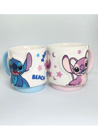 Stitch Tasarımlı 2'li Kupa - Mug Çok Renkli