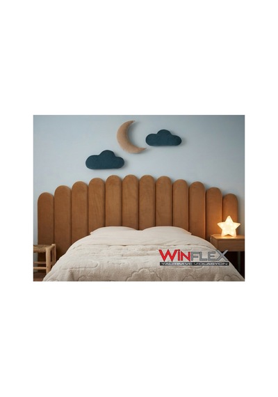 Winflex Ay Ve Bulut Konseptli Yatak Başlığı Ve Dekorasyon Seti 180 Cm Kahverengi