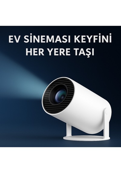 Android Taşınabilir Projeksiyon 50.000 Saat Led Ömürlü Wi-fi Hd Görüntü Kalitesi Beyaz