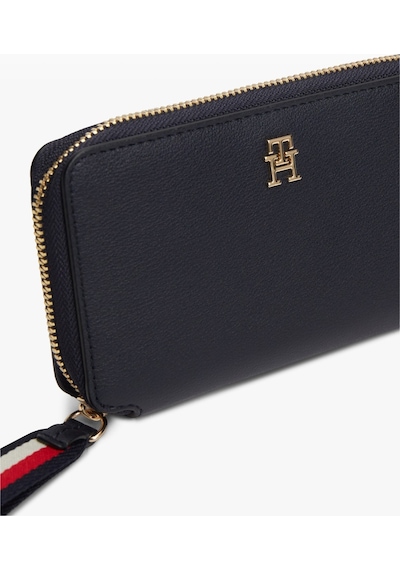 Tommy Hilfiger Th Logotape Compact Zıp Around Kadın Mavi Cüzdan - Aw0aw18699