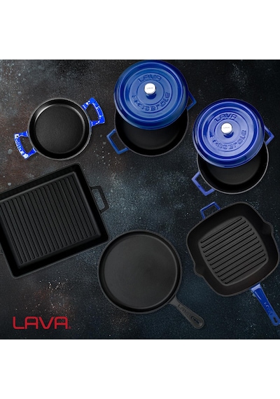 Lava Döküm 5x Trendy Serisi 8 Parça Tencere & Tava Seti Mavi