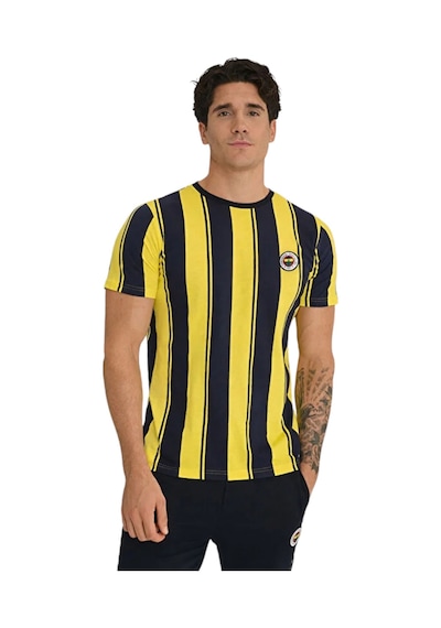 Fenerium Fenerbahçe Erkek Tribün Çubuklu T-shirt Uv Kutu Sarı - Lacivert