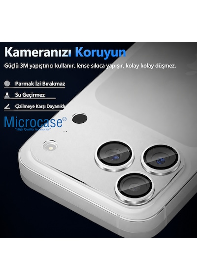 Microcase Apple Uyumlu Apple iPhone 18 Pro Max Kamera Camı Lens Koruyucu Halka Set - Al3131 Kırmızı