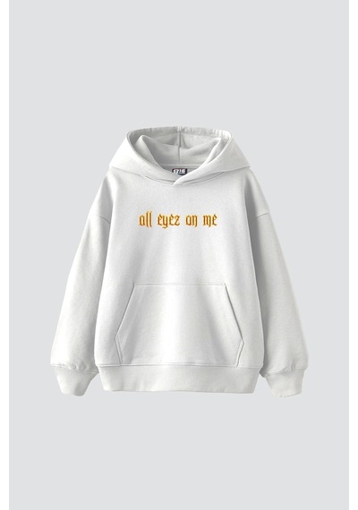 Startmore 2pac All Eyez On Me Baskılı Oversize Unisex Premium Beyaz Beyaz