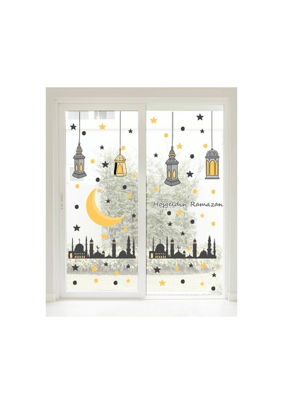 Ramazan Temalı Sticker Ramazan Ayı Cam Duvar Süsleri Dini Sticker İslam Ramazan Figürleri