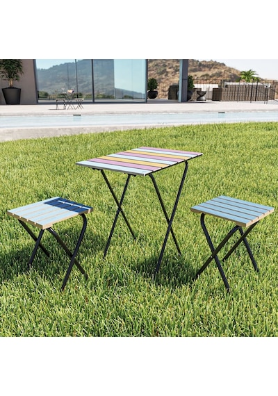 Bino Bino Masa Sandalye Bistro Set Yükseklik Ayarlı Ahşap 3'Lü Set Mavi Bino Bino Masa Sandalye Bistro Set Yükseklik Ayarlı Ahşap 3'Lü Set Mavi