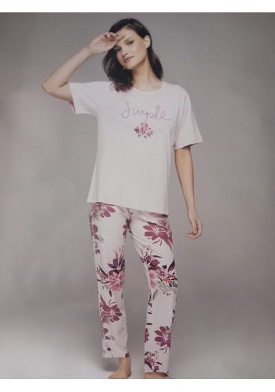 3nbe Kadın Kısa Kollu Pijama Takımı Pembe 2457