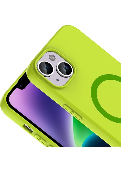 Maks Technology iPhone Uyumlu 13 Kılıf M-safe Şarj Özellikli Mkst Aris Silikon Kapak - Yeşil