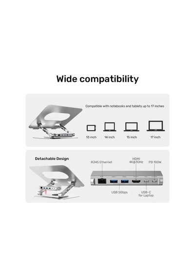 Unıtek 360d Metal 15.6 Notebook Stand Ve 5' I 1 Arada Dockıng Statıon D1109b