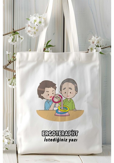 Art Hediye Ergoterapist Baskılı Bez Omuz Çantası Kişiye Özel Model 2 Çok Renkli