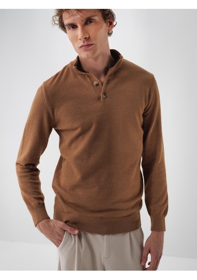 Xint Camel Doğal Yün Dokulu Regular Fit Kazak 801828