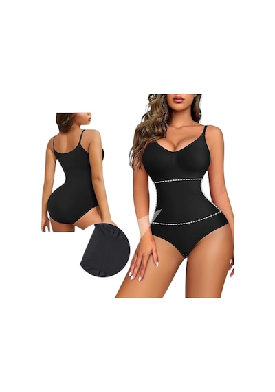 Tezzgelsin Kadın İnce Askılı Çıtçıtlı Slip Body Korse Siyah