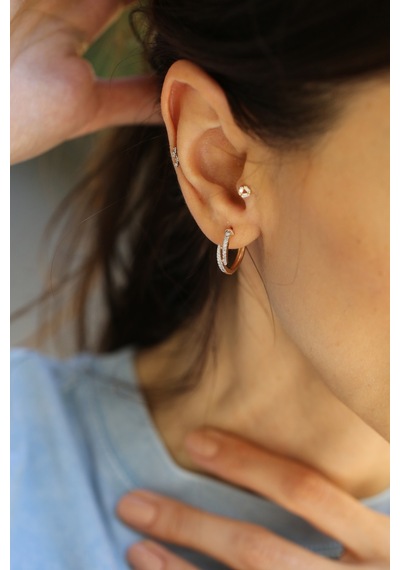 Reis Kuyumculuk T9602 Claw White Earring Altın  Küpe