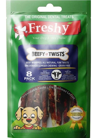 Freshy Beefy Twists Sığır Etli Burgu Çubuk Köpek Ödülü 13 CM 8'li 75 G