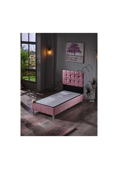 Beehanem Bengü Genç Odası Baza + Yatak + Başlık Seti 100x200 Pembe Geniş Tek Kişilik Modern 3'lü 100 x 200