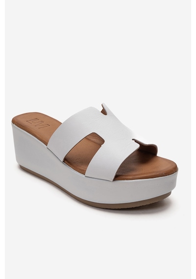 Luvishoes Luvi Shoes Lıa Beyaz Cilt Hakiki Deri Kadın Dolgu Topuklu Terlik Beyaz