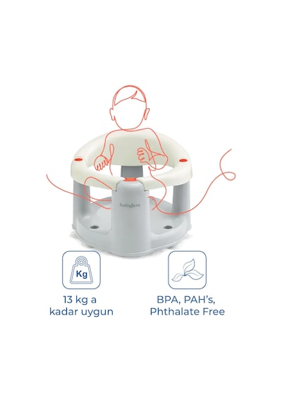 Babyjem Önden Açılır Banyo & Mama Oturağı Kum Beji Çok Renkli