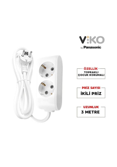 Viko Multi-let Topraklı 3 m 2'li Priz