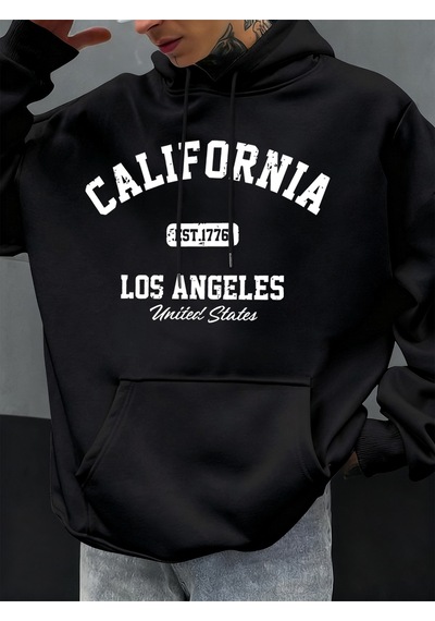 Startmore Startmorekaliforniya Los Angeles Baskılı Erkek Kapüşonlu Hip Hop Çok Renkli Kapüşonlular Polar Moda Ka Siyah