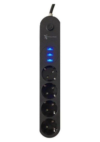4lü Siyah Anahtarlı 3 Usb Li Akım Korumalı Topraklı Çocuk Korumalı Grup Priz 2 Metre Diğer