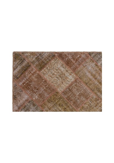 El Dokuması Patchwork Vintage Yün-pamuk Kahve Halı 21006 157 X 232 Cm Kahverengi