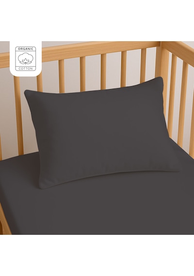 %100 Pamuk Bebek Yastık Kılıfı 35x45 Cm 2 Adet Doğal & Yumuşak Antrasit
