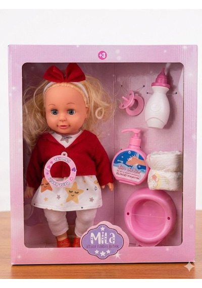 Mila Altını Islatan Konuşan 34 Cm Bebek Bakımı Eğitici Aksesuarlı Oyun Seti Kırmızı Kırmızı