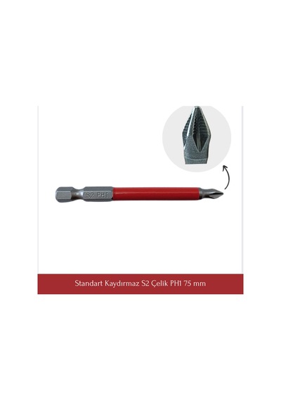 Vandor Anti Slip Bit Kaydırmaz Bits S2 Yüksek Kalite Çelik Ph1-75 1 Adet