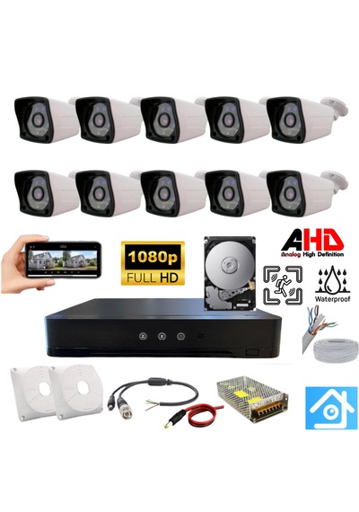 Arna 10 Kameralı Waterproof 3.6 Mm Lens 1080p H.265 320 Gb Hdd