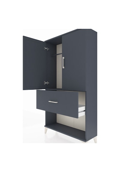 Arges Dolap Tek Raflı Tek Çekmeceli Tek Askılı 88x30x163 Antrasit-antrasit Antrasit